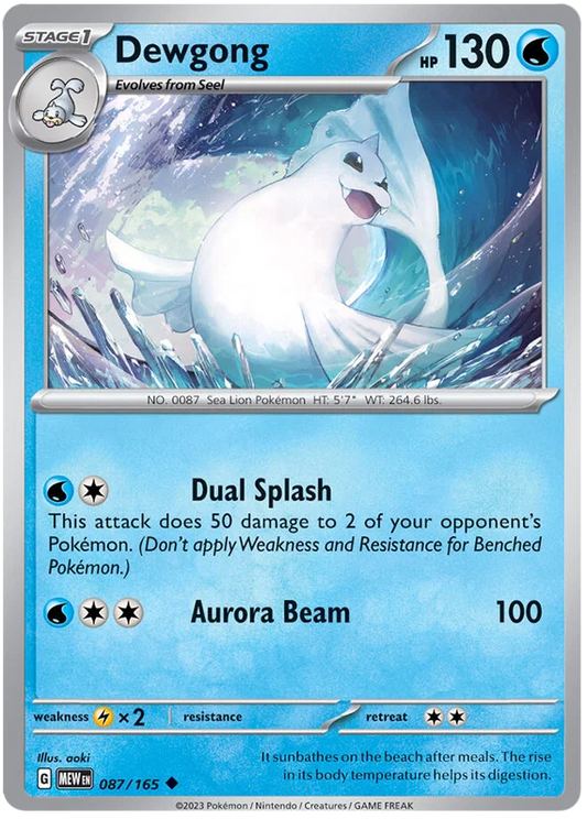 Dewgong common kaart #087 uit de Pokémon 151 set