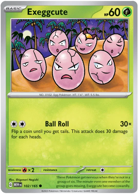 Pokemon 151 Exeggcute common kaart nummer 102 uit de 151 set