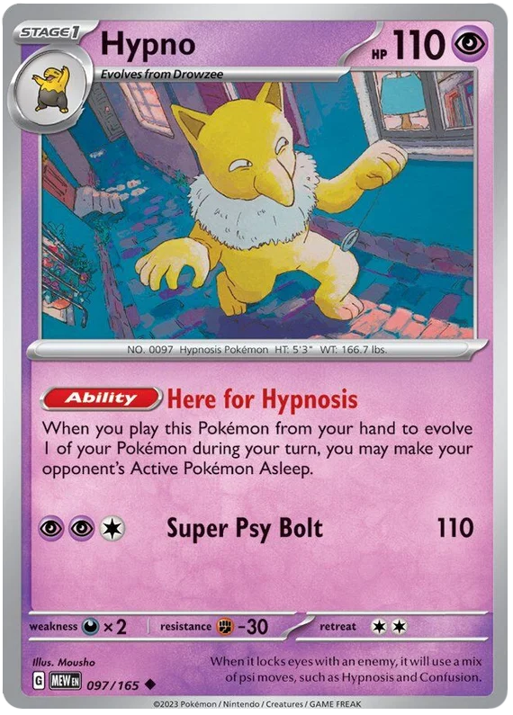 Pokémon 151 Hypno #097 common kaart uit de 151 set