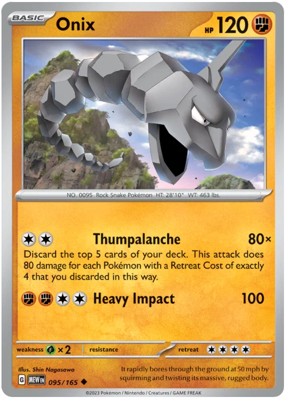 Onix #095 common kaart uit de Pokémon 151 set