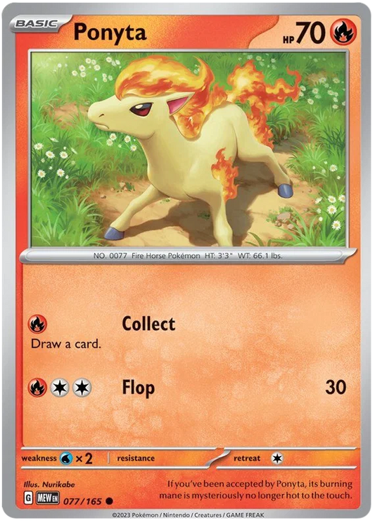 Ponyta common kaart nummer 077 uit de Pokémon 151 set