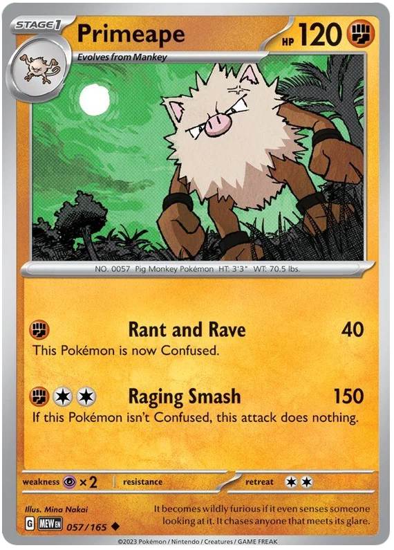 Primeape common kaart #057 uit de Pokémon 151 set