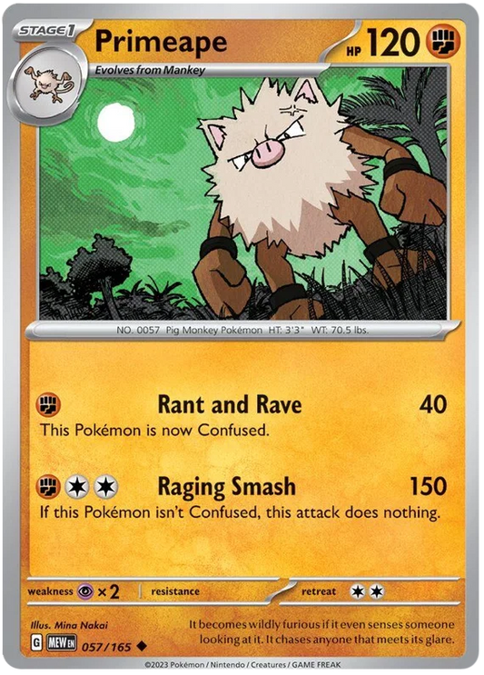 Primeape common kaart #057 uit de Pokémon 151 set