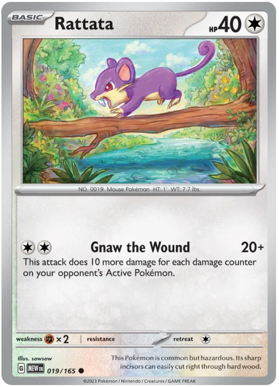Pokémon 151 Rattata common kaart nummer 019 uit de 151 set