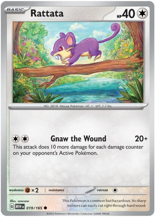 Pokémon 151 Rattata common kaart nummer 019 uit de 151 set