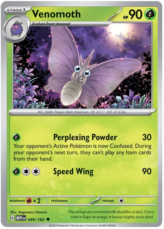 Pokémon 151 Venomoth #049 common losse kaart uit de Scarlet & Violet 151 set