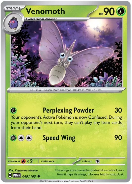 Pokémon 151 Venomoth #049 common losse kaart uit de Scarlet & Violet 151 set