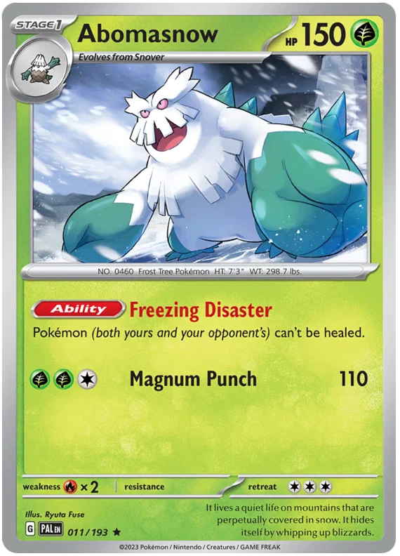 Abomasnow holo kaart #011 uit de Pokémon Paldea Evolved set