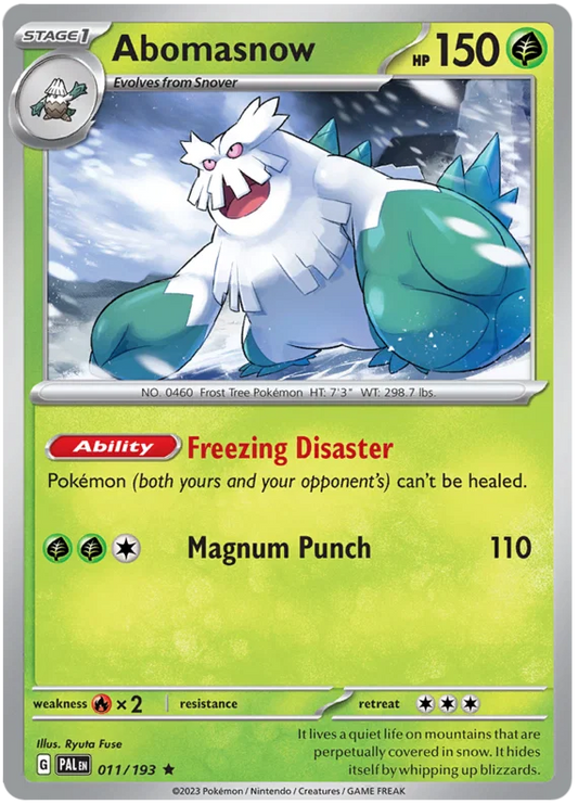 Abomasnow holo kaart #011 uit de Pokémon Paldea Evolved set