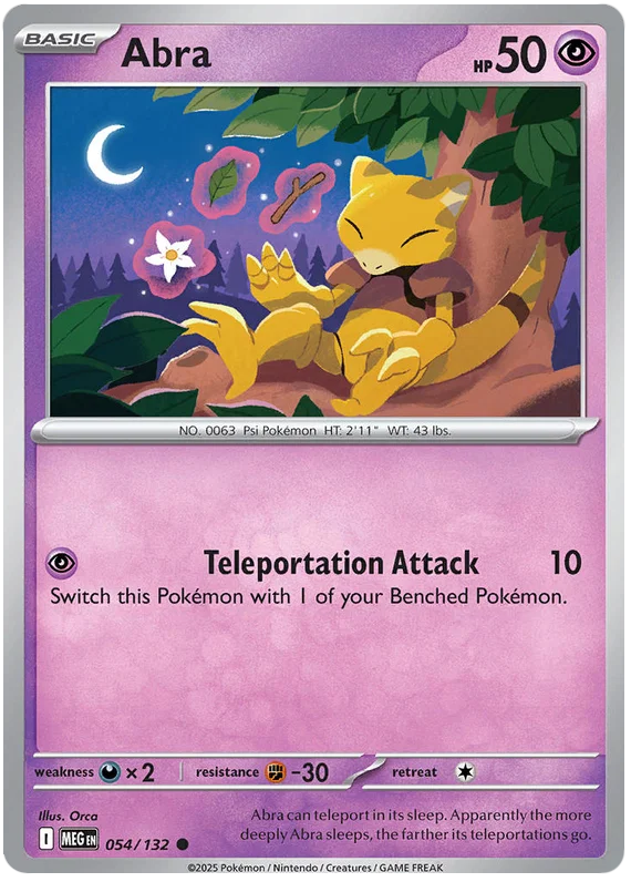 Pokémon Abra #054 common kaart uit de Mega Evolution set
