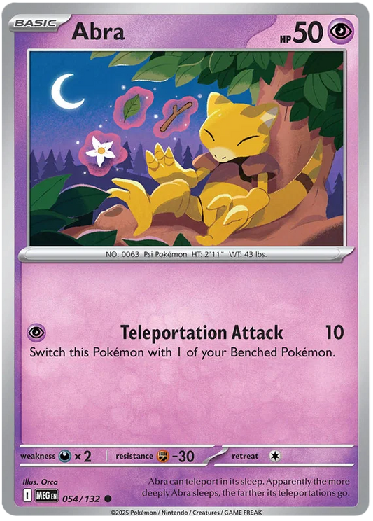 Pokémon Abra #054 common kaart uit de Mega Evolution set