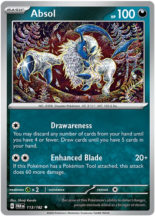 Absol common #113/182 losse Pokémon kaart uit de Paradox Rift set