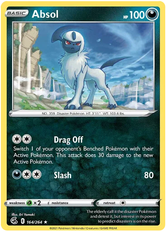 Pokémon Absol 164/264 common kaart uit Fusion Strike met 100 HP