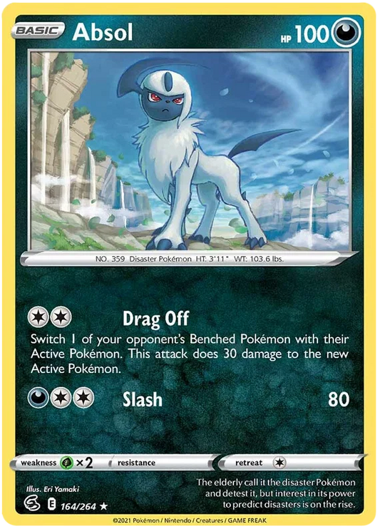 Pokémon Absol 164/264 common kaart uit Fusion Strike met 100 HP