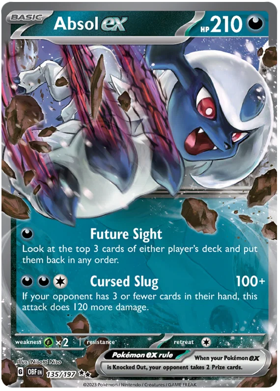 Absol ex #135 Obsidian Flames Pokémon kaart, Dark-type Double Rare