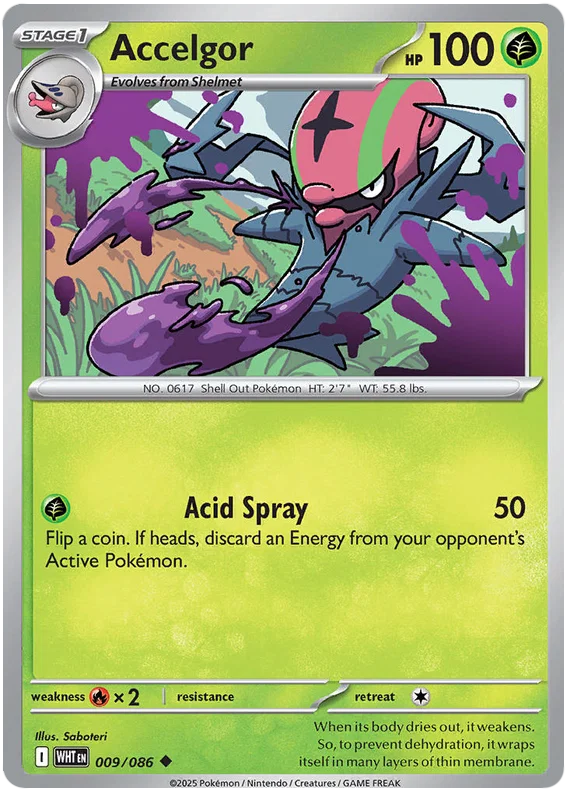 Accelgor common Pokémon kaart nummer 009 uit de White Flare set