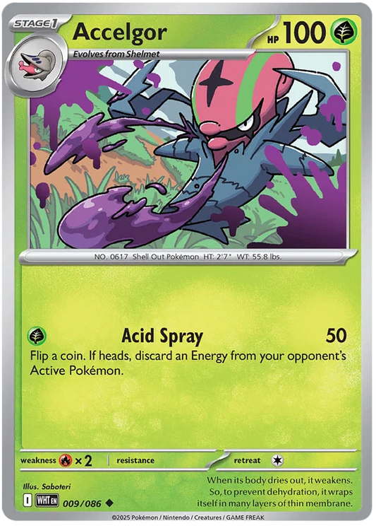 Accelgor common Pokémon kaart nummer 009 uit de White Flare set