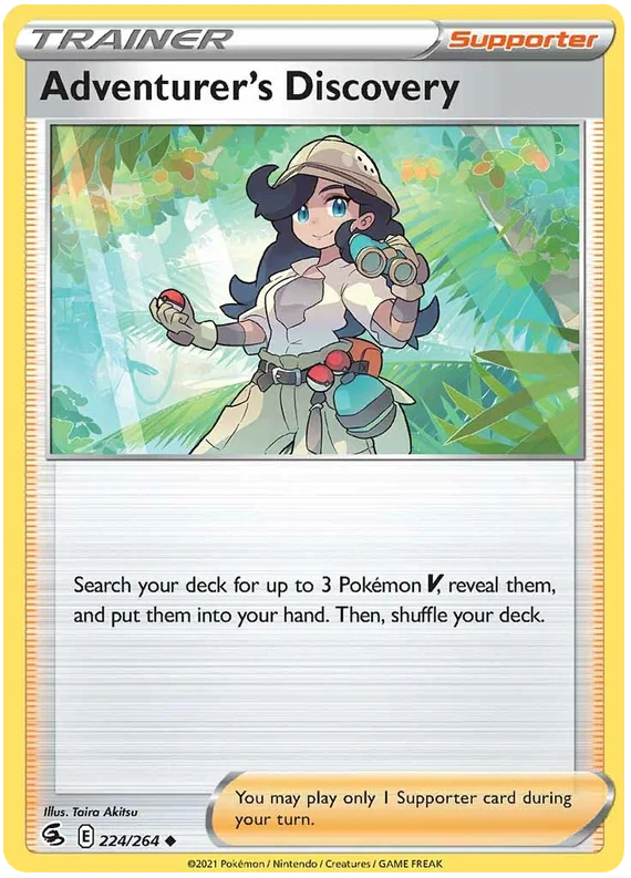 Pokémon Adventurer's Discovery trainer kaart uit de Fusion Strike set, nummer 224/264