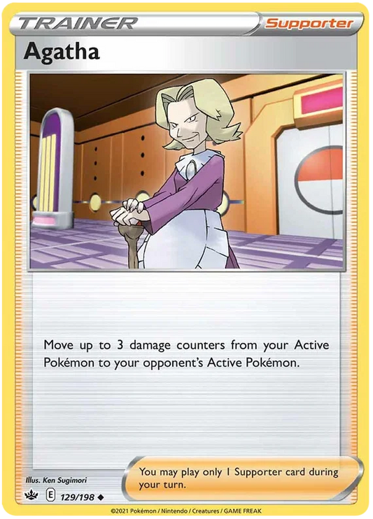 Agatha Trainer Supporter kaart #129/198 uit de Pokémon Chilling Reign set