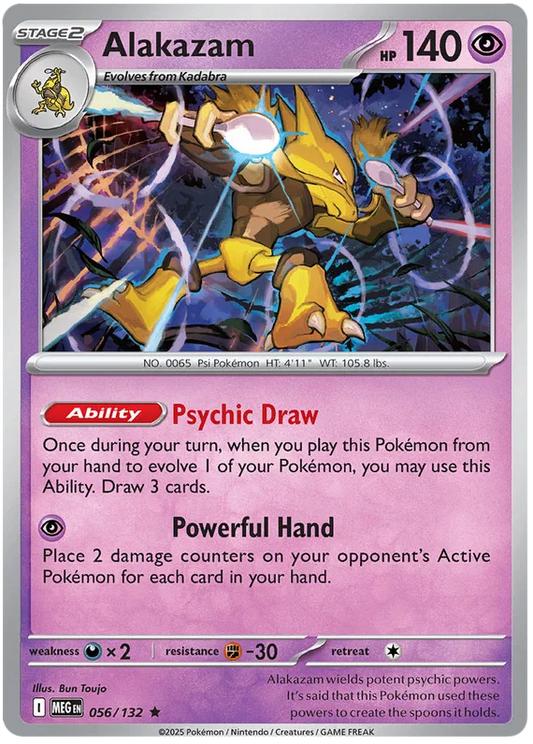Alakazam Holo kaart nummer 056 uit de Pokémon Mega Evolution set