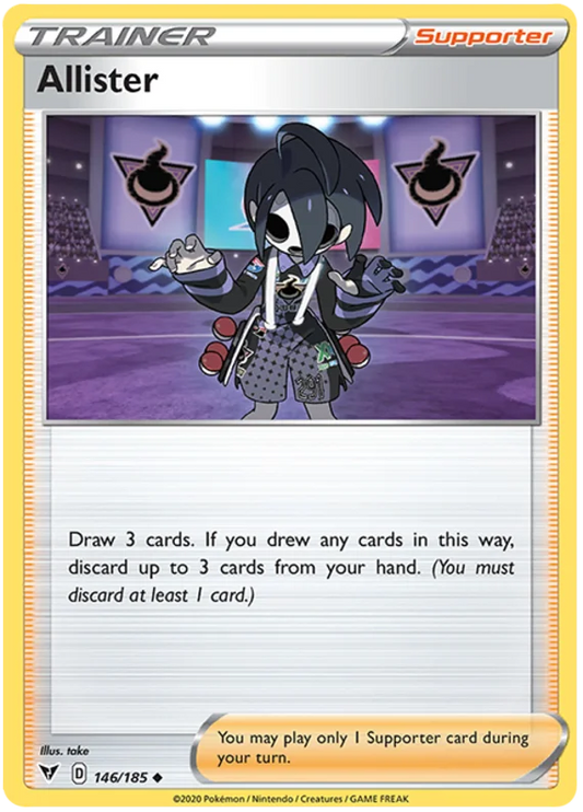 Pokémon Allister Vivid Voltage Trainer Supporter kaart 146/185