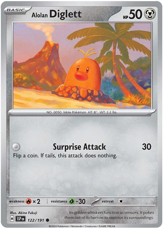 Alolan Diglett #122 common kaart uit de Pokémon Surging Sparks set