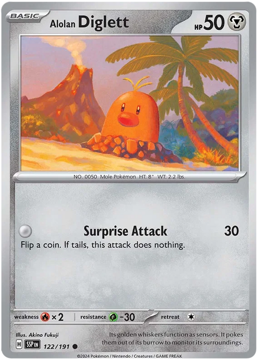 Alolan Diglett #122 common kaart uit de Pokémon Surging Sparks set