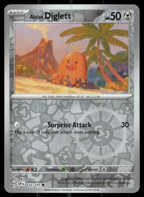 Alolan Diglett Reverse Holo #122/191 Pokémon kaart uit de Surging Sparks set