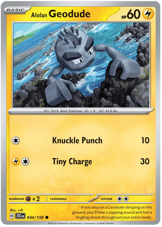Alolan Geodude common kaart #044 uit de Pokémon Journey Together set