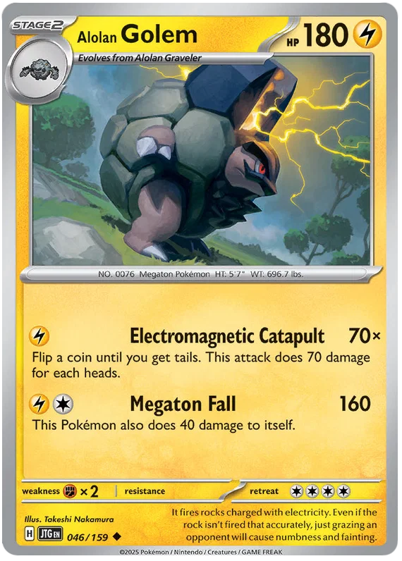 Alolan Golem common kaart #046 uit de Pokémon set Journey Together