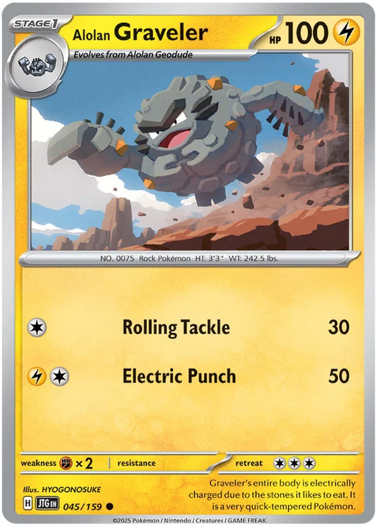 Alolan Graveler common kaart nummer 045 uit de Pokémon Journey Together set