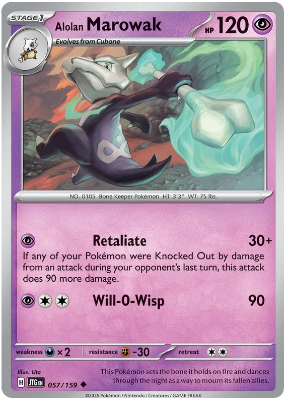 Alolan Marowak common kaart nummer 057 uit de Pokémon set Journey Together