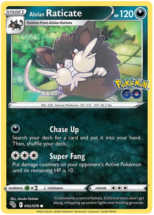 Alolan Raticate 042/078 common kaart uit de Pokemon GO set