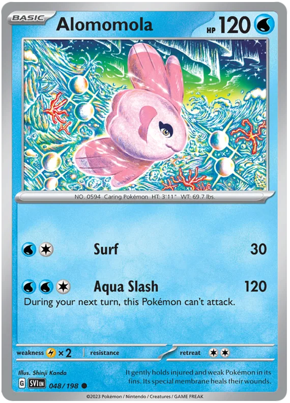 Alomomola common Pokémon kaart nummer 048 uit de Scarlet & Violet basisset
