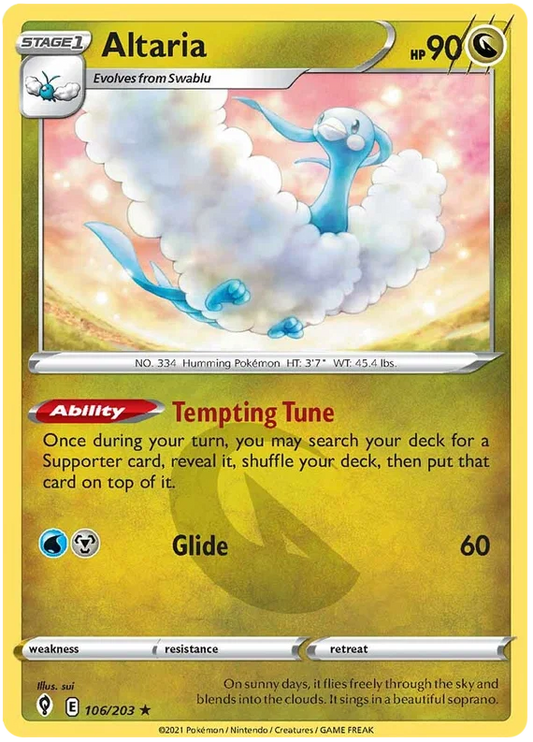 Altaria #106/203 common Pokémon kaart uit de Evolving Skies set