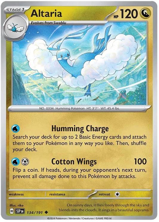 Altaria common kaart #134 uit de Pokémon Surging Sparks set