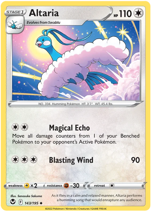 Altaria common kaart nummer 143 uit de Pokémon Silver Tempest set