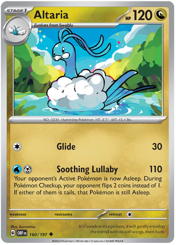 Altaria common kaart #160 uit de Pokémon Obsidian Flames set