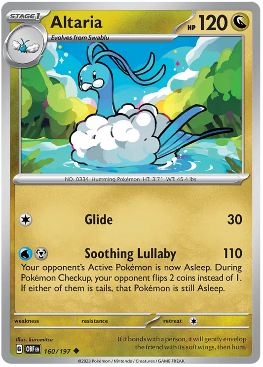Altaria common kaart #160 uit de Pokémon Obsidian Flames set