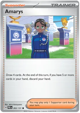 Pokémon Amarys #093 common kaart uit de Prismatic Evolutions set