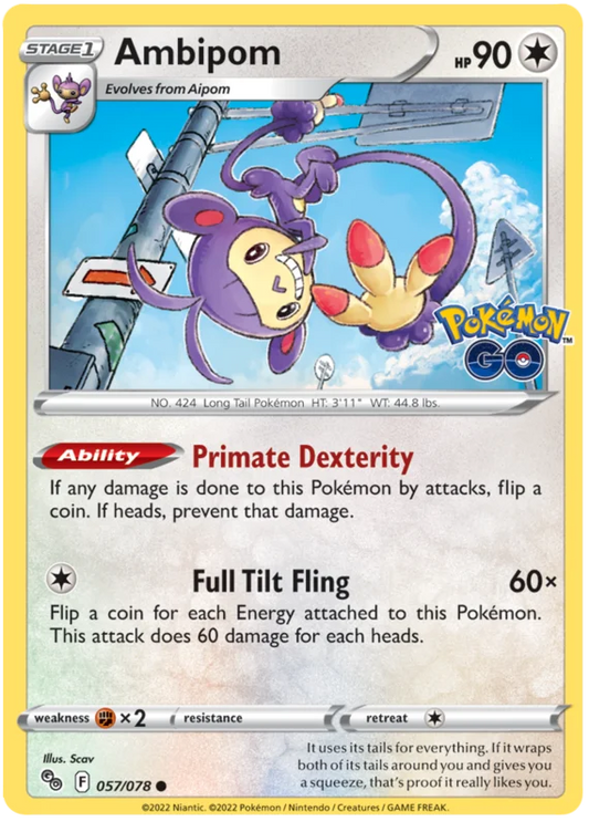 Ambipom common kaart 057/078 uit de Pokemon GO set