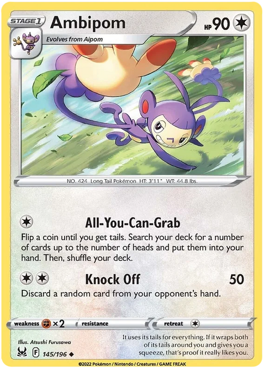 Ambipom 145/196 common Pokémon kaart uit de Lost Origin set