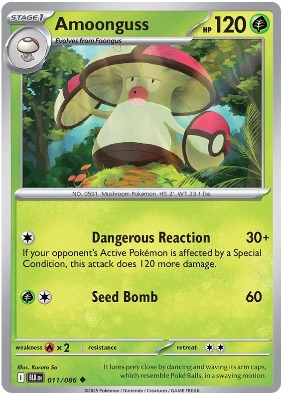 Pokémon Amoonguss #011 common kaart uit de Black Bolt set