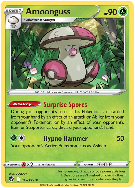 Pokémon Amoonguss common kaart #012 uit de Silver Tempest set