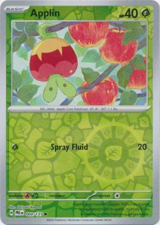 Applin #009 Reverse Holo kaart uit de Pokémon Prismatic Evolutions set