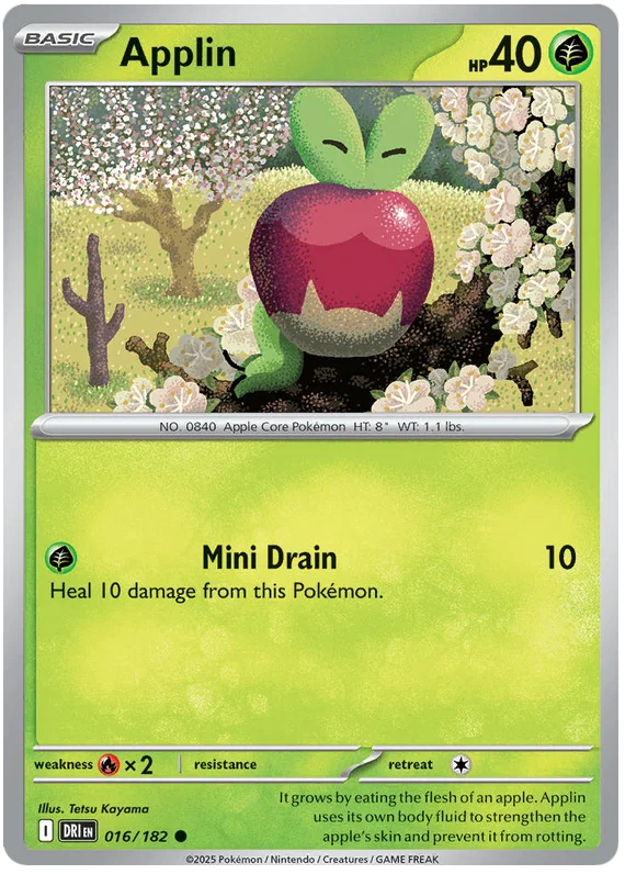 Pokémon Applin common kaart nummer 016 uit de Destined Rivals set