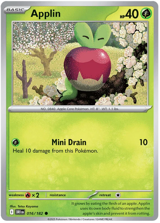Pokémon Applin common kaart nummer 016 uit de Destined Rivals set