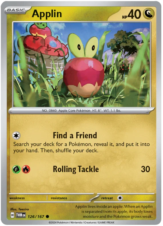 Applin common Pokémon kaart #126 uit de Twilight Masquerade set