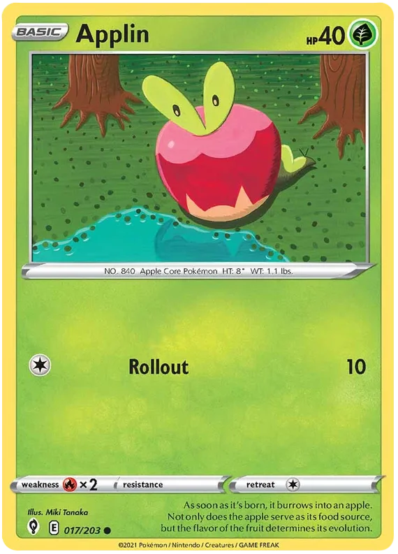 Pokémon Applin common kaart 017/203 uit Evolving Skies set