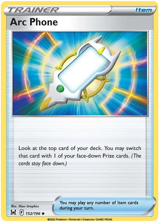 Pokémon Arc Phone trainerkaart 152/196 uit de Lost Origin set